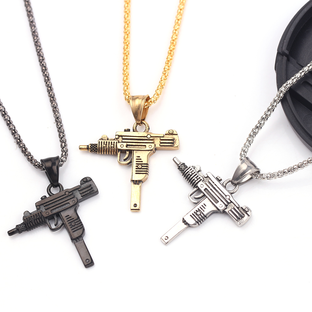 Mens Fashion Show - Kalung Liontin Senapan Mesin Uzi Punk