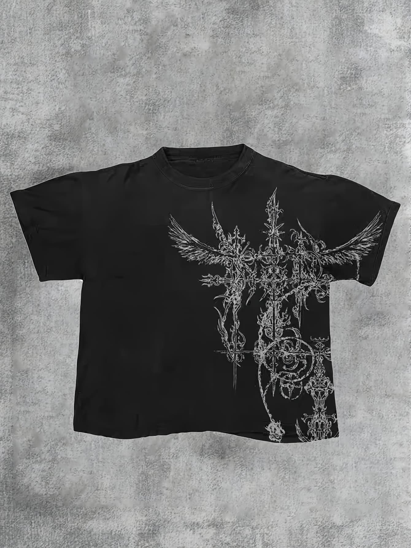 Men'S Fashion Aesthetics - Atasan Vintage Hitam Musim Panas Streetwear,
