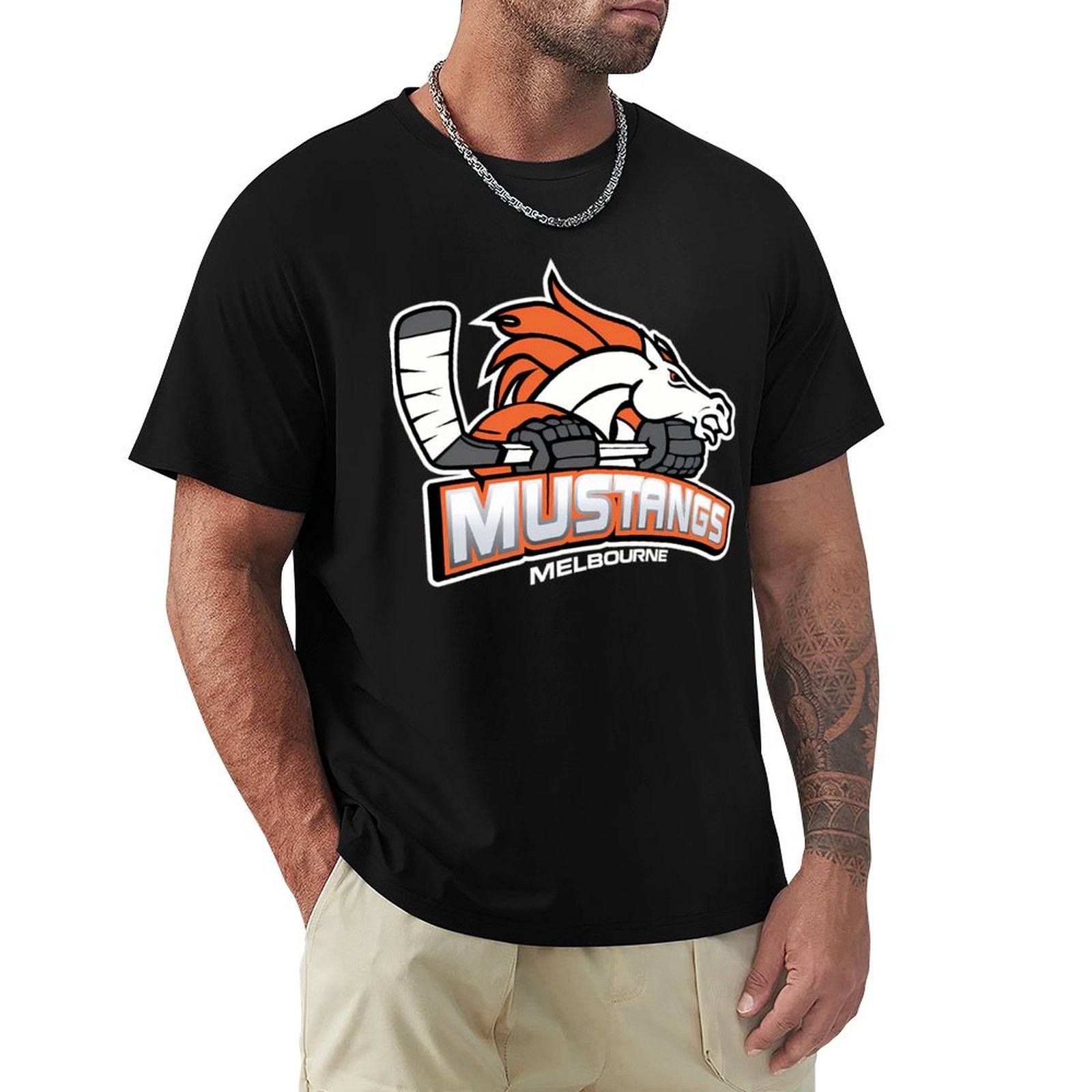 Mens Fashion Melbourne - Melbourne Mustangs Classic White Logo T-Shirt