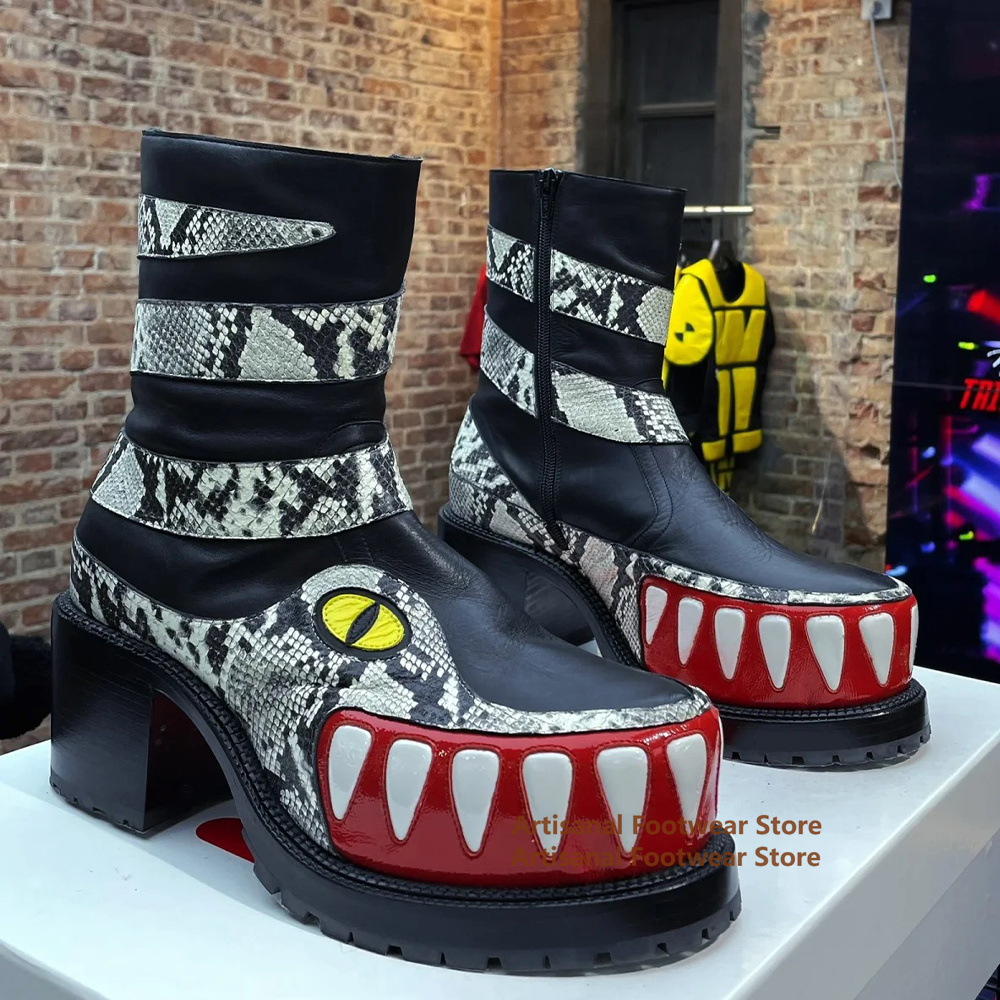 Mens Fashion Show - Sepatu Bot Pria Pola Gigi Buaya