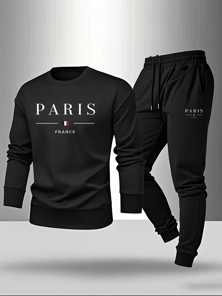 Paris Fashion Men - Setelan Pria Paris Print, Pullover &