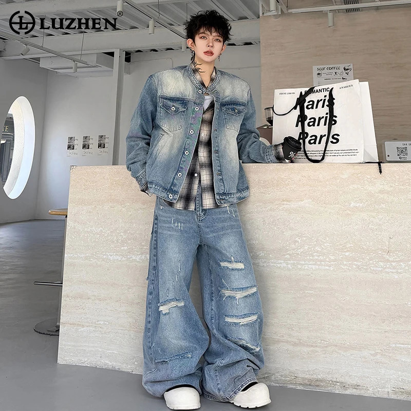 Mens Fashion Denim - LUZHEN 2026 Setelan Dua Potong Denim