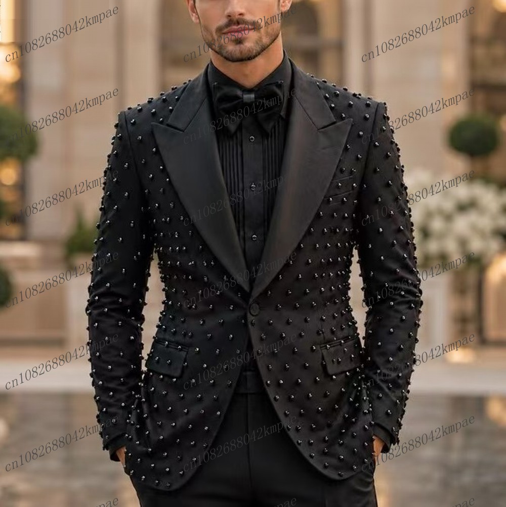 Mens Fashion Blazer - Jas Pria Hitam Mutiara untuk Acara