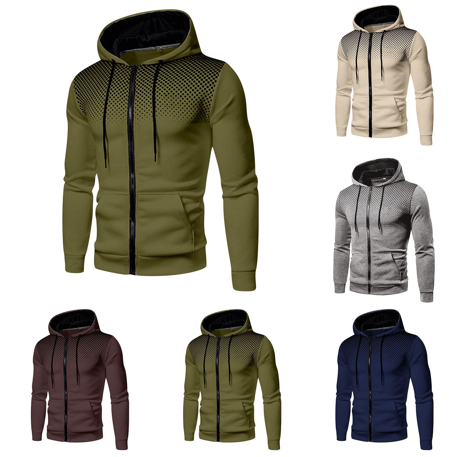 Men'S Fashion Zipper Hoodie - Hoodie Pria Lengan Panjang dengan Ritsleting,