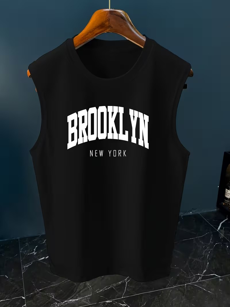 Paris Fashion Men - Tank Top Tanpa Lengan Motif Huruf