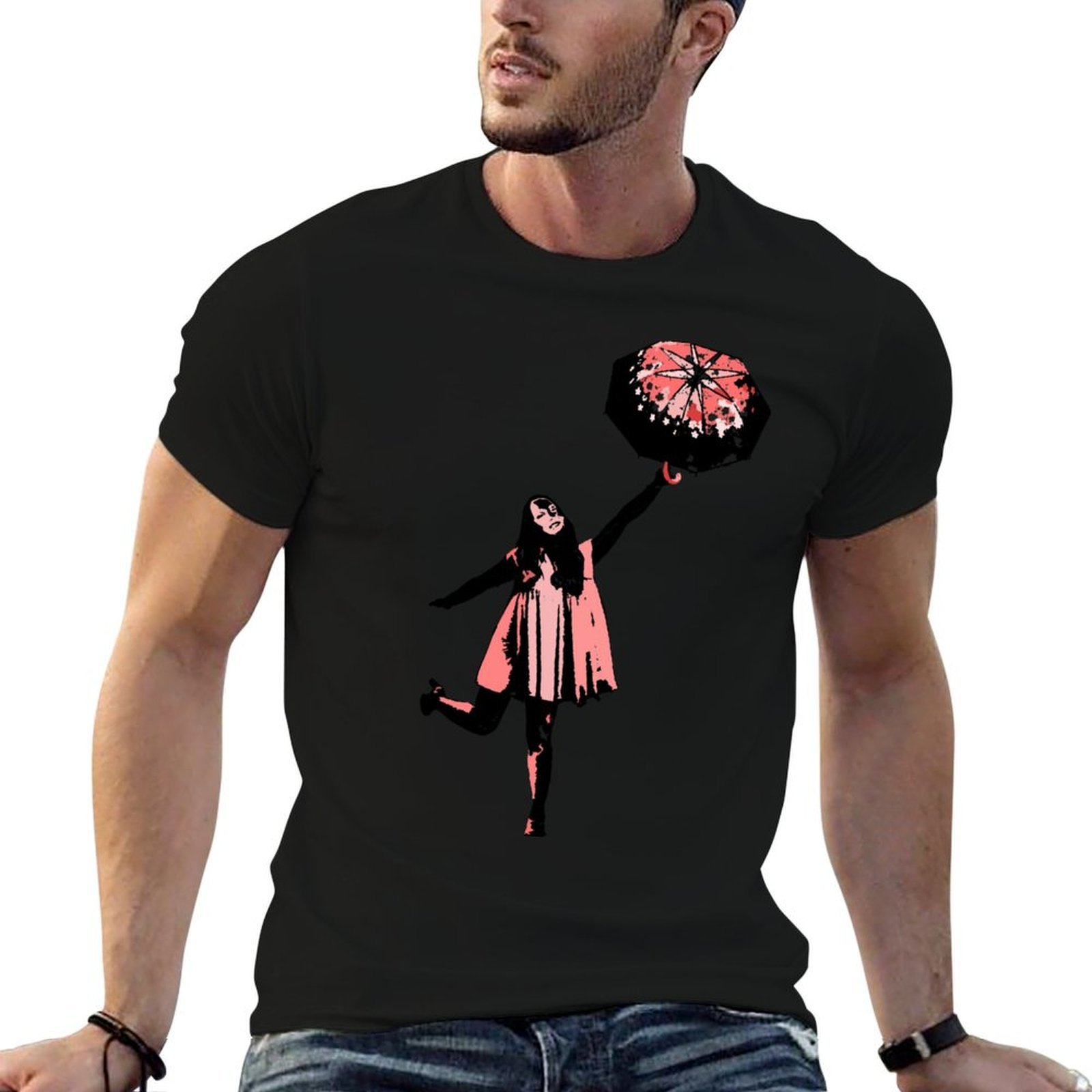 Men'S Fashion Umbrella - Kaos dengan gambar payung berwarna merah