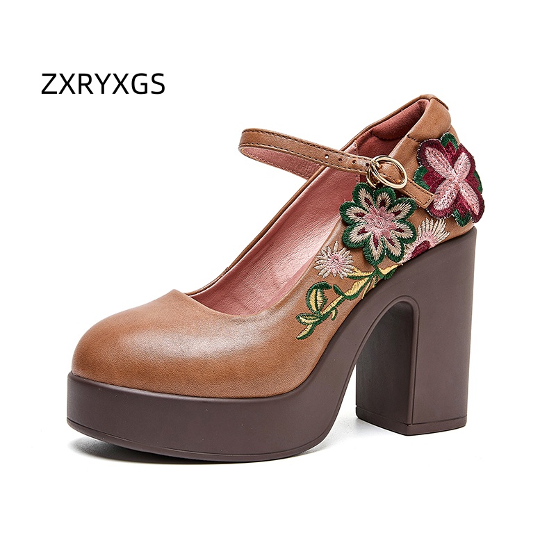 Mens Fashion Autumn 2025 - ZXRYXGS Sepatu Bunga Bordir Kulit Sapi