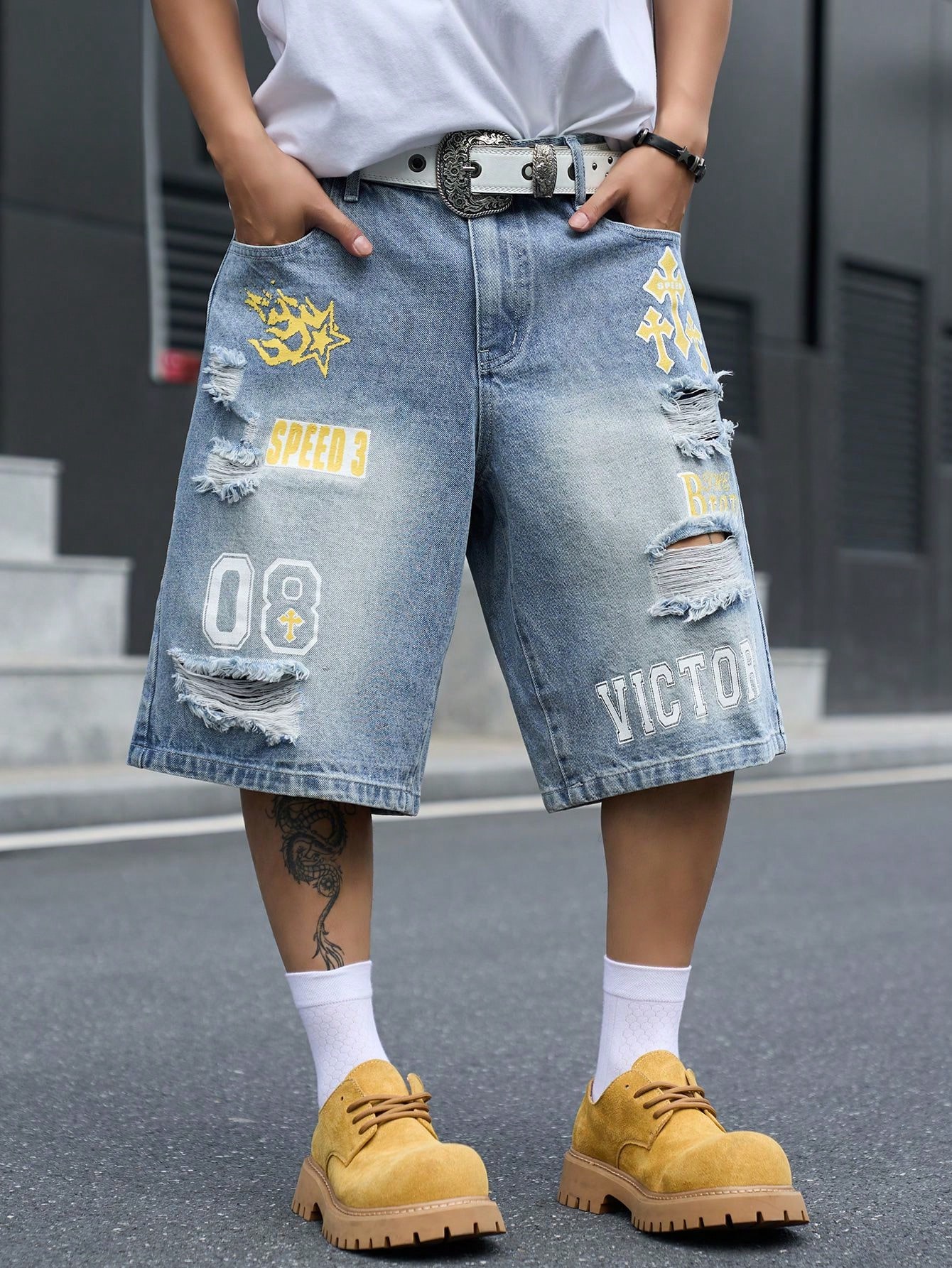Mens Fashion Denim - Celana Pendek Denim Pria Model Longgar,