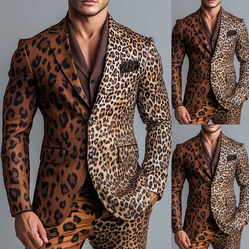 Mens Fashion Blazer - Setelan Jas Pria 2 Potong Motif
