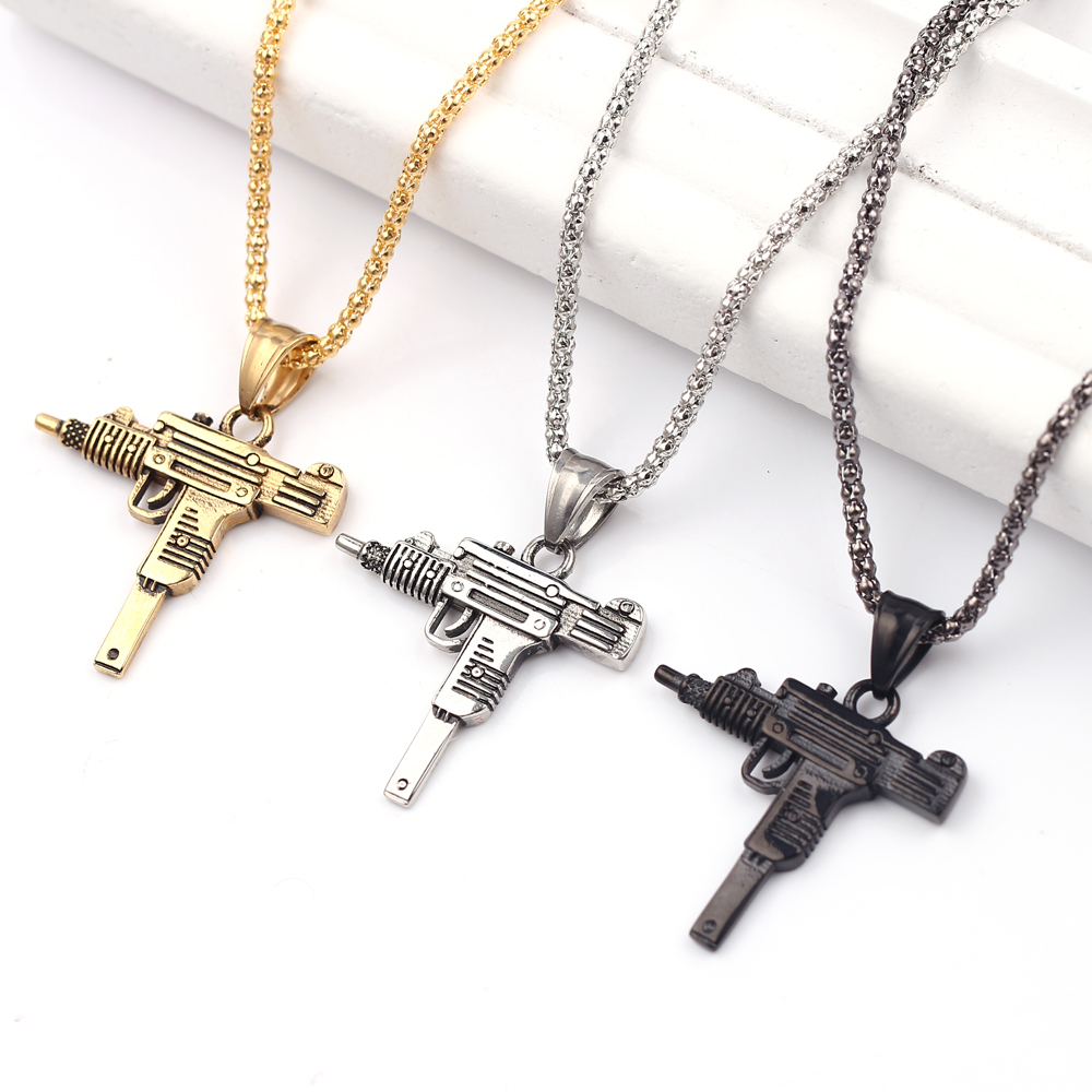Kalung Liontin Senapan Mesin U - Mens Fashion Show ulasan dan harga