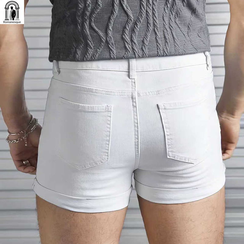 Celana Pendek Denim Putih Slim - Mens Fashion Denim ulasan dan harga