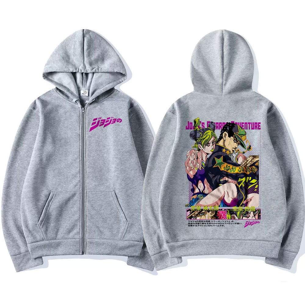 Hoodie Ritsleting Anime Jojo B - Men'S Fashion Zipper Hoodie ulasan dan harga