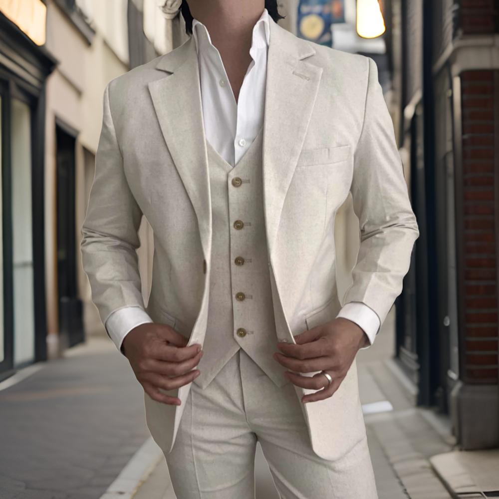 Jas Pria Linen 3 Potong untuk  - Mens Fashion Blazer ulasan dan harga