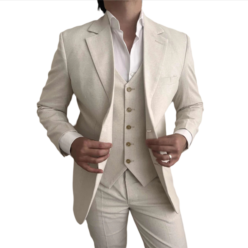 Jas Pria Linen 3 Potong untuk  - Mens Fashion Blazer ulasan dan harga