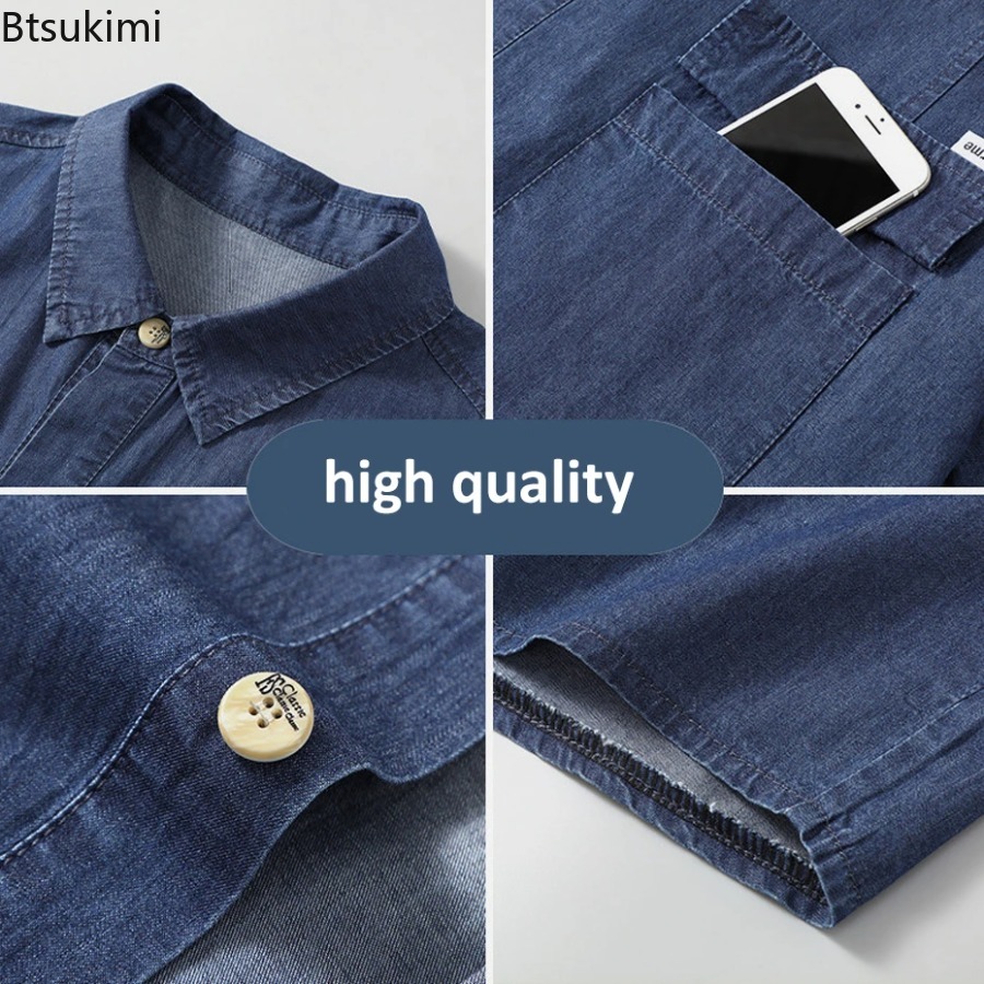 Kemeja Denim Katun Murni Ukura - Men'S Fashion For Fat Guys ulasan dan harga