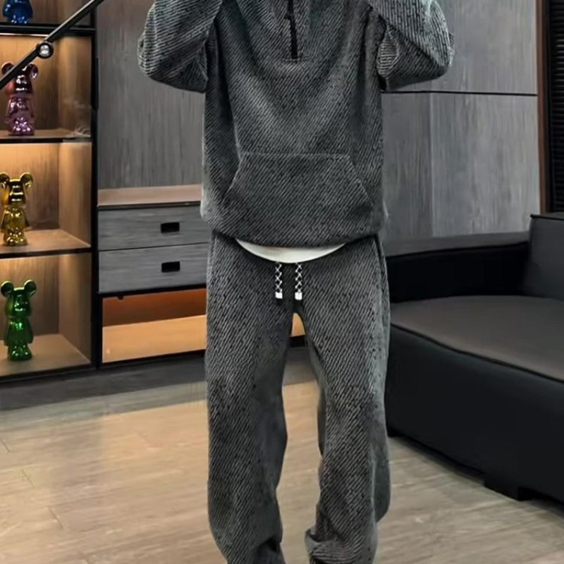 Setelan Hoodie Pria Bergaris T - Men'S Fashion Zipper Hoodie ulasan dan harga
