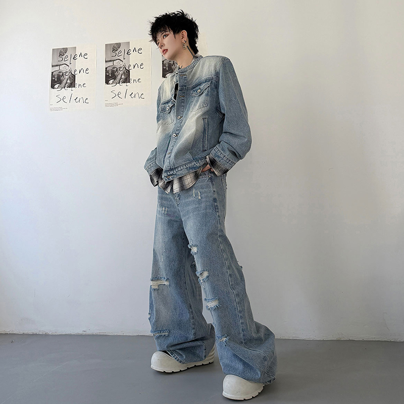 LUZHEN 2026 Setelan Dua Potong - Mens Fashion Denim ulasan dan harga