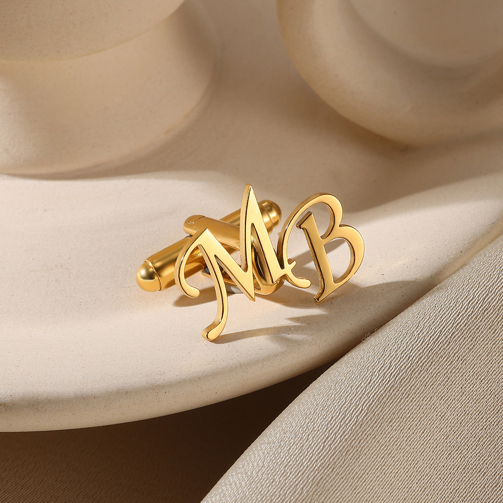 Kancing Manset Huruf Awal Kust - Men'S Fashion Gold Chain ulasan dan harga