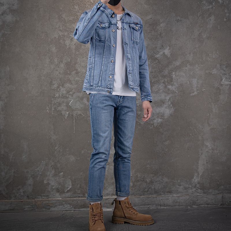 Setelan Jaket Denim Kasual Pri - Mens Fashion Denim ulasan dan harga