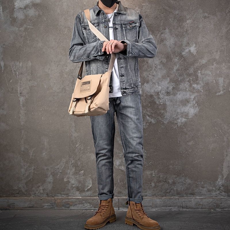 Setelan Jaket Denim Kasual Pri - Mens Fashion Denim ulasan dan harga
