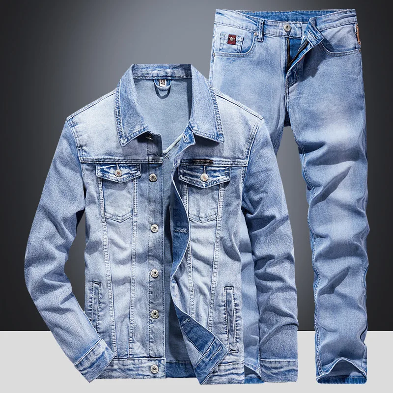 Setelan Jaket Denim Kasual Pri - Mens Fashion Denim ulasan dan harga