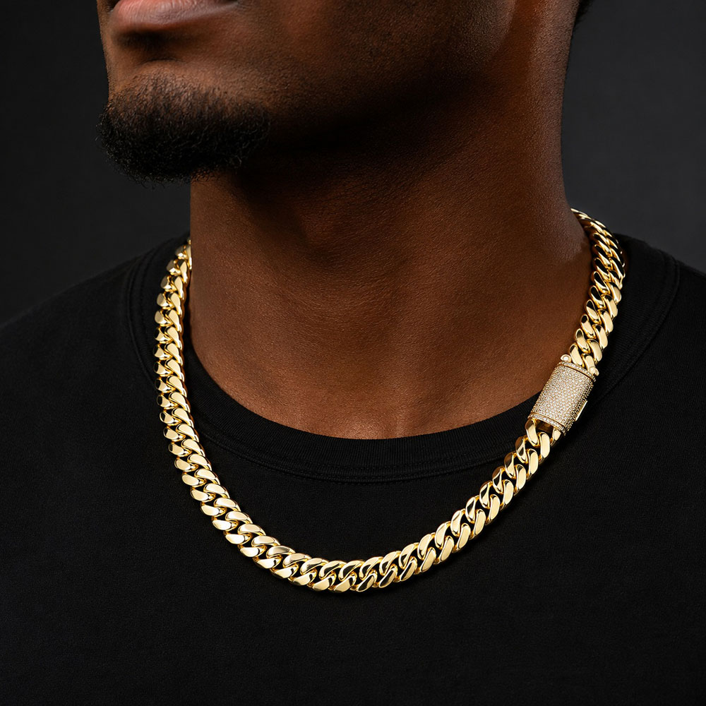Kalung Rantai Cuban Link Miami - Men'S Fashion Gold Chain ulasan dan harga