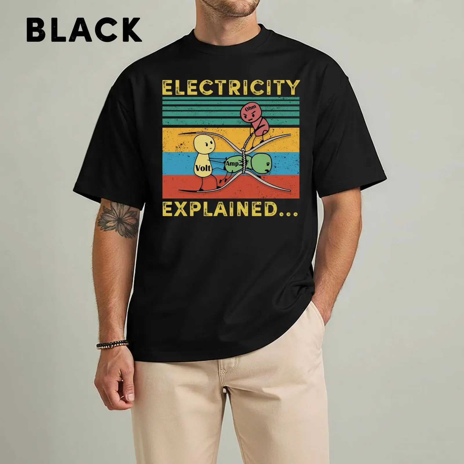 Kaos Penjelasan Listrik Retro  - Men'S Fashion Explained ulasan dan harga