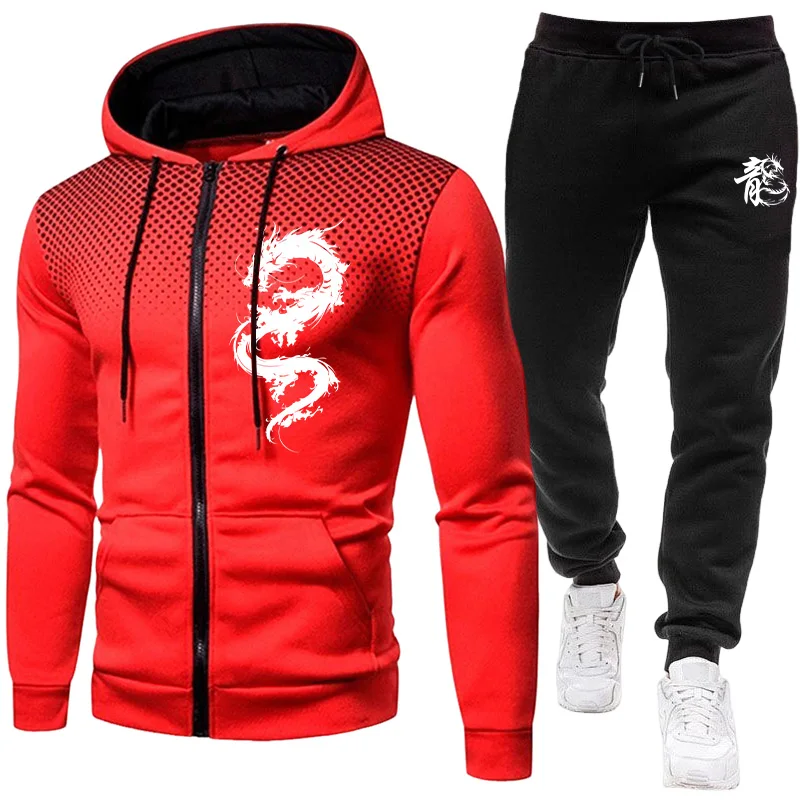 Setelan Pria Motif Naga Paris, - Men'S Fashion Zipper Hoodie ulasan dan harga
