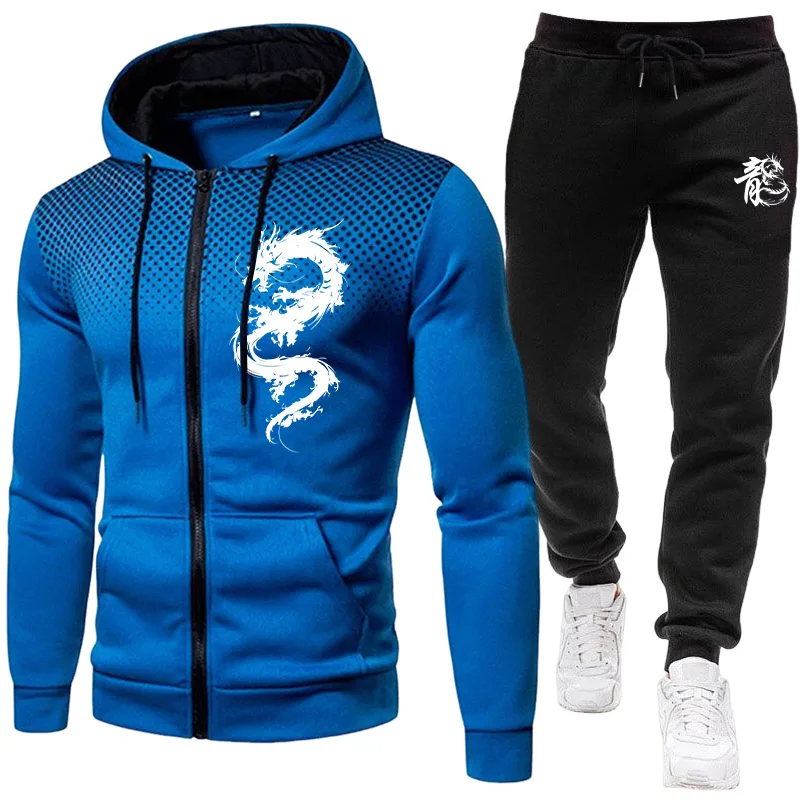 Setelan Pria Motif Naga Paris, - Men'S Fashion Zipper Hoodie ulasan dan harga