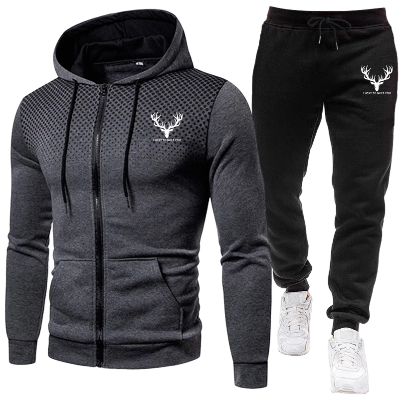 Set Hoodie dan Celana Olahraga - Men'S Fashion Zipper Hoodie ulasan dan harga