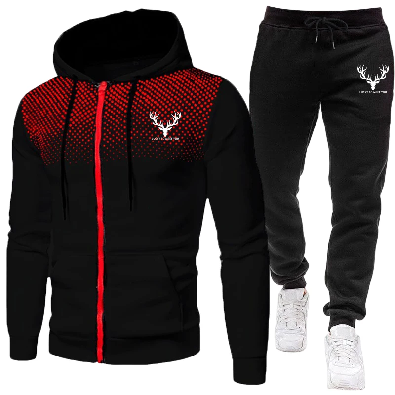 Set Hoodie dan Celana Olahraga - Men'S Fashion Zipper Hoodie ulasan dan harga