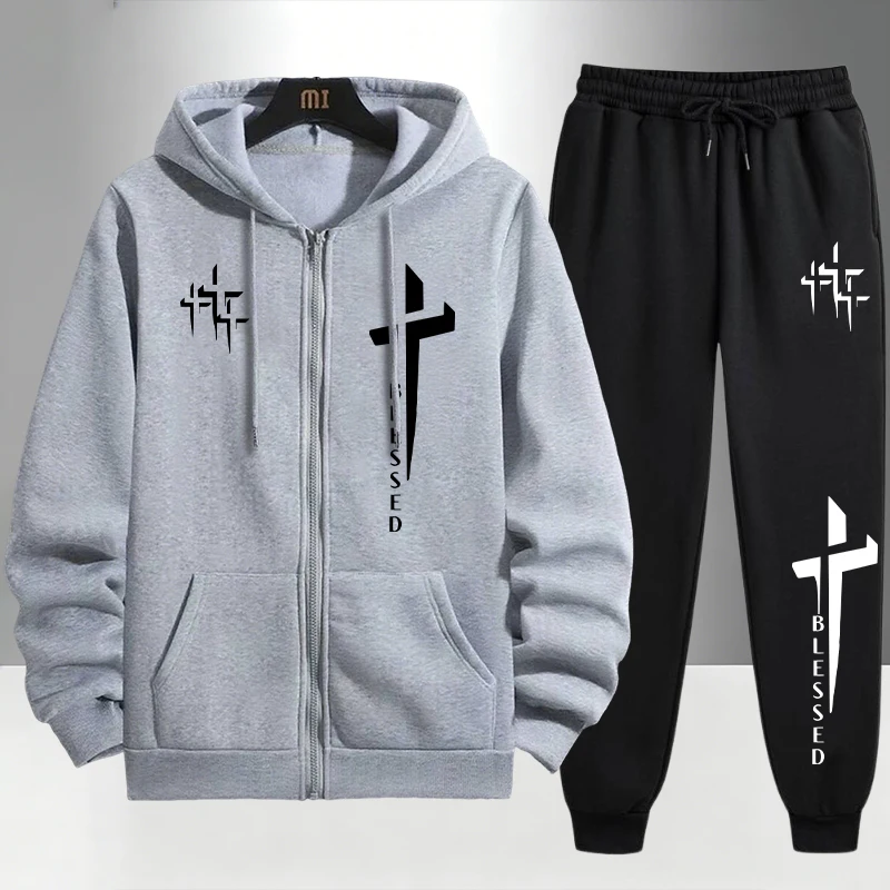 Setelan Training Pria Motif Sa - Men'S Fashion Zipper Hoodie ulasan dan harga